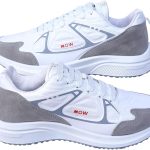 Men's Stylish White & Grey & BLACK Athletic Sneakers | Lightweight Running Shoes with Cushioned Sole | Sporty Everyday Trainers KS4