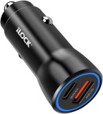 ⁦iLOCK 60W Dual Port Car Fast Charger | USB-C & USB-A | PD 30W + QC 30W | LED Indicator | Black⁩ - الصورة ⁦3⁩
