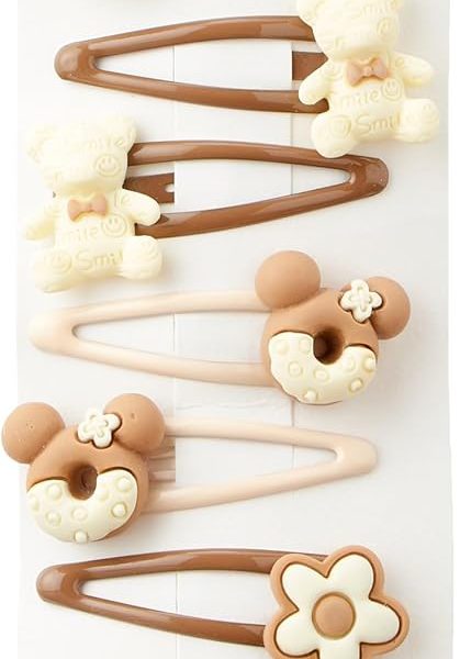 Hair Talk Clips Set 10 Pieces Different Shapes for Girls, Beige and Brown, DR-A-11