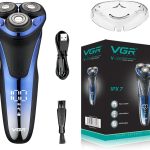 VGR V-306 Premium Cordless Rechargeable IPX7 Fully Waterproof 3 Head Electric Shaver Wet & Dry Rotary Shavers with Pop-up Trimmer Super-Fast Charge 90 minutes Runtime with LED Digital Display - Blue