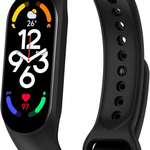 سوار سيليكون رياضي بديل بمسامات للتهوية لساعة شاومي مي باند 7 6 5 الذكية جيد التهوية لسلسلة M5 M6 M7 من دلع موبايلك للبالغين الجنسين عدد 1