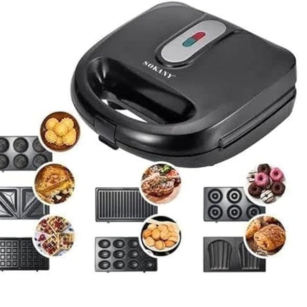 Sokany 7x1 electric waffle sandwich maker with 7 multi use mold