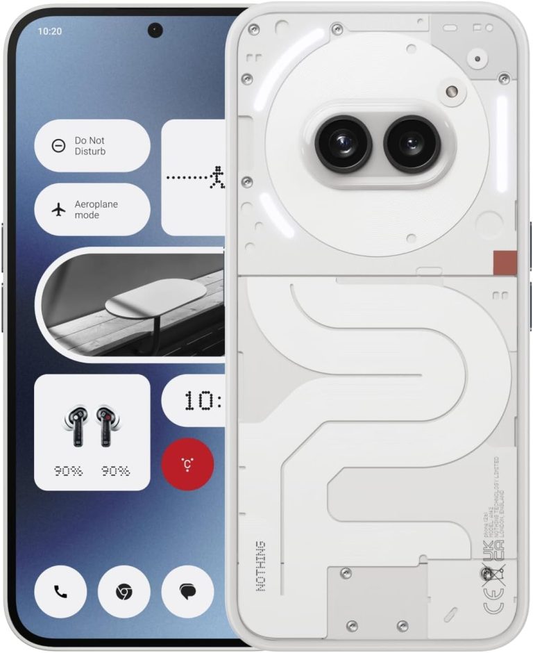 Nothing Phone 12+256 - AI Android 14 smartphone, 50MP dual camera, 5000 MaH Long battery life, 6.7” flexible AMOLED screen, Mediatek Dimensity 7200Pro, Milk.