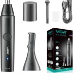 VGR V-613 Ear, Nose & Eyebrow Trimmer Professional USB Rechargeable Nose Trimmer for Men and Women Nose Clippers Eyebrow Facial Hair Trimmer Body Grooming Kit IPX5 Waterproof Dual Edge Blades