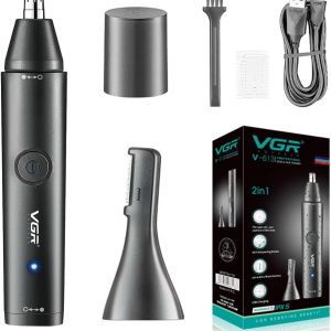 VGR V-613 Ear, Nose & Eyebrow Trimmer Professional USB Rechargeable Nose Trimmer for Men and Women Nose Clippers Eyebrow Facial Hair Trimmer Body Grooming Kit IPX5 Waterproof Dual Edge Blades