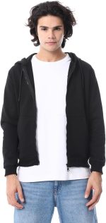 Andora mens Zipper Closure Hooded Fleeced Sweatshirt