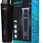 ماكينة حلاقة دقيقة V-937 للرجال من في جي ار مع شاشة LED، شحن USB، تشغيل سلكي ولاسلكي | 3 ملحقات امشاط توجيه للراحة واختيار التصفيف (اسود)