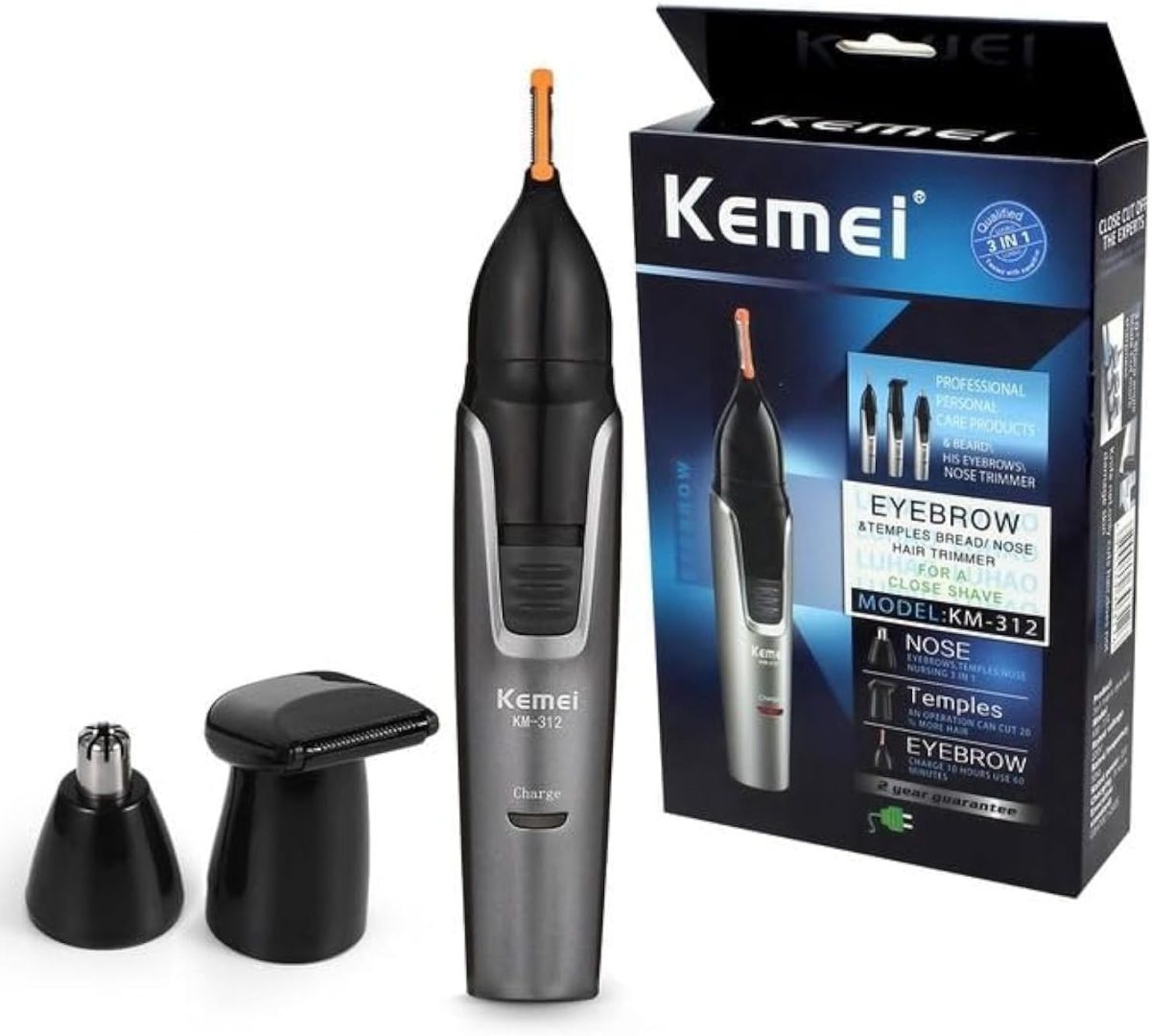 Kemei 3 in 1 Hair Clipper for Men Face and Nose Hair Clipper Km-312