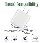 ⁦iPhone Charger [Apple MFi Certified] Apple Block USB C Fast Wall Plug with 3FT USB C to Lightning Cable for iPhone 14 Pro Max/14/14 Plus/13 Mini/12/12 Pro/11/XR/Xs Max/AirPods/iPad Air 3/Mini 4(White)⁩ - الصورة ⁦3⁩