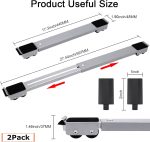⁦2Pcs Extendable Appliance Furniture Dolly Mobile Roller, Heavy Duty Adjustable Washing Machine Mobile Rolling Base, Metal Movable Bracket for Refrigerator Washing Machine Dryers Diswashers Base, Grey⁩ - الصورة ⁦2⁩