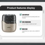⁦V-345 Professional Electric Shaver, Dual Rotary Heads, IPX7 Waterproof, USB Charging, LED Display, 45 Min Runtime⁩ - الصورة ⁦4⁩
