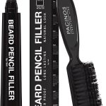Beard Filler Pen for Men - Waterproof & Sweatproof, Long Lasting - Beard Pen with Small Brush Creates Natural Looking Beard, Mustache & Eyebrows (Black)
