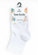 ⁦Sam Socks Kids Set of 3 Half Long School Plain Socks White size 30-33 EU⁩ - الصورة ⁦6⁩