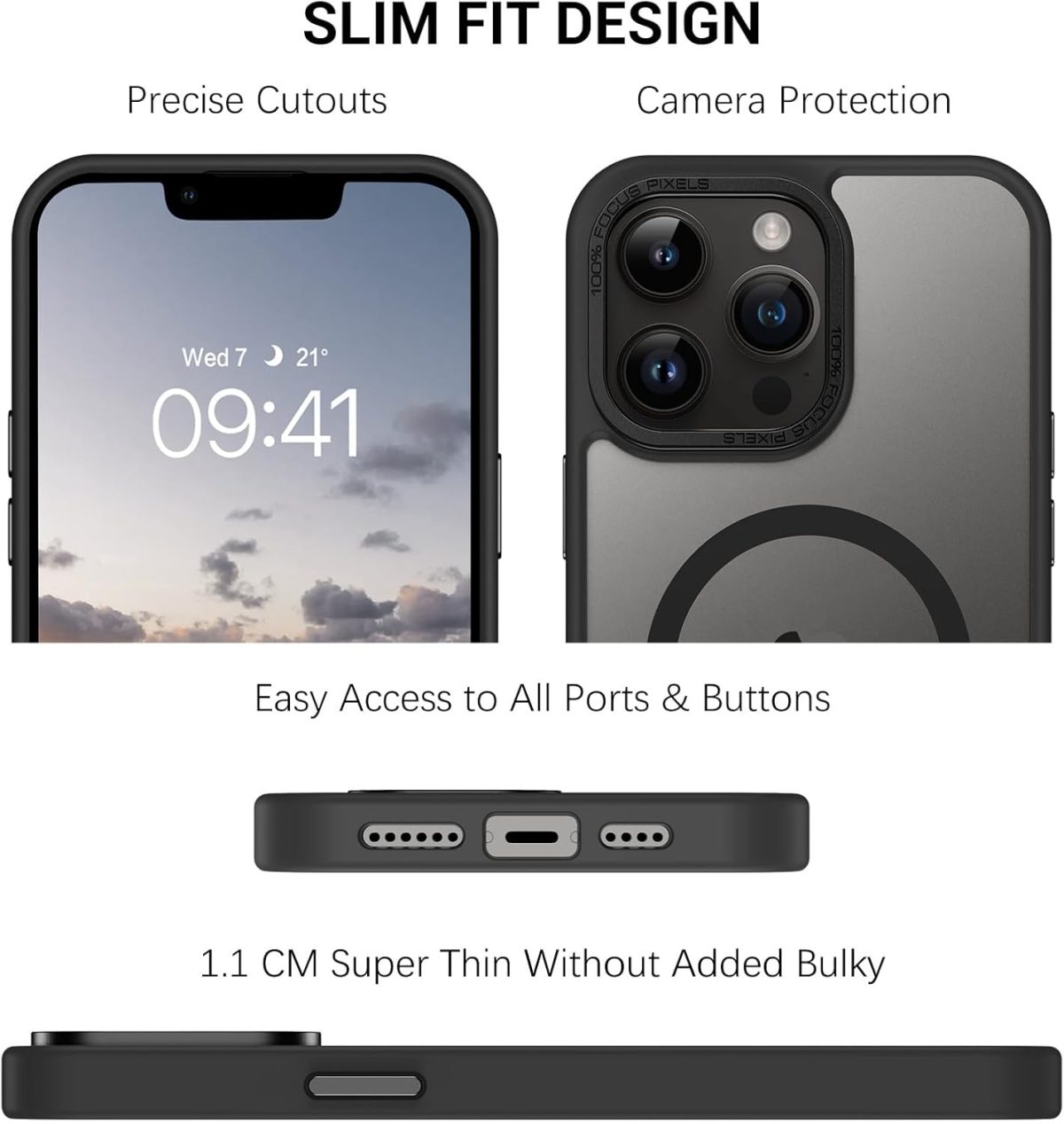⁦GaoBao iPhone 13 Pro Max 6.7 Inch Case Compatible with MagSafe, Hybrid Magnetic Case Cover Translucent Matte Back Protection Camera Cover Slim Shockproof Back Anti-Scratch Black⁩ - الصورة ⁦9⁩