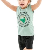 ⁦Jockey M M Boys Set Of 2 Pieces Sleeveless T-Shirt&Short Printed Shapes Baby & Toddler Sleepers (pack of 1)⁩ - الصورة ⁦3⁩
