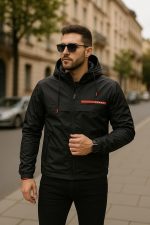⁦Miza Men's Winter Jacket Front Zipper Capishu Jacket with Red Details Youth and Men⁩ - الصورة ⁦7⁩