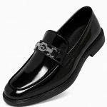 ROMBA - Men's Black Patent Leather Loafer Classic Design with Metal Charm, Formal and Casual Shoes