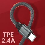 ⁦LDNIO LS442 Type-C to USB-A Cable 2M – 2.4A Fast Charging, Data Transfer, Durable Charger Cord – Gray⁩ - الصورة ⁦2⁩