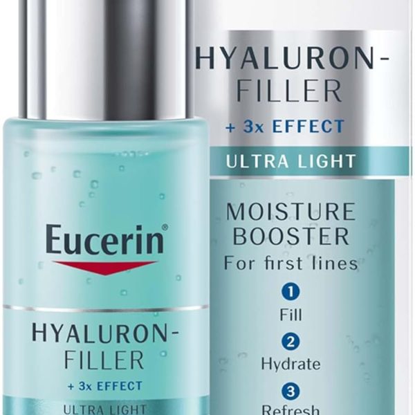 Eucerin Hyaluron Filler Anti-Aging Moisture Booster Face Gel Moisturizer with Hyaluronic Acid and Glycerin, Lightweight Formula, Plumps up Fine Lines, Immediate Hydration For All Skin Types, 30ml