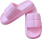 Pink Slippers for Women Girls with Comfortable Medical Sole - Checkered Slippers - Soft Slippers - Perfect for Home, Beach and Street - Waterproof and Non-Slip - Women's Flip Flops