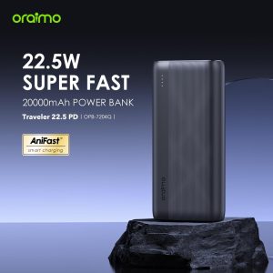 ⁦Oraimo Travaler 22.5 PD 20000mAh Power Bank with 20W Fast Charging,Triple Output, Type C &Micro Input, Multi-Layer Protection with LED Torch⁩ - الصورة ⁦3⁩
