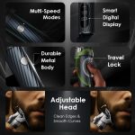 ⁦Oraimo SmartTrimmer 2 Pro | High Precision Beard Trimmer with 0.5mm Close Shaving & Adjustable Blade Head | Dual Speed Control with 150 Min Runtime | Digital Display & Travel Lock (Deep Blue) | Gift⁩ - الصورة ⁦4⁩