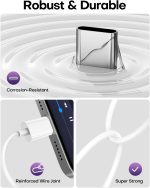 ⁦USB C to 3.5mm Audio Headphone Jack Adapter (2Pack), Aux to USB C Dongle Cord Cable Compatible with iPhone 17/16/15, iPad Pro, Samsung Galaxy S25 S24 S23 Ultra/Google Pixel - White⁩ - الصورة ⁦4⁩