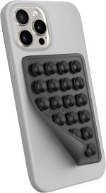 StickyGrippy Suction Phone Case Mount, Sillicon Adhesive Phone Accessory for iPhone and Android, Hands-Free Fidget Toy Mirror Shower Phone Holder, Tiktok Videos and Selfies (Black)