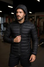 Miza Men's Winter Quilted Front Zipper Hooded Bomb Jacket - الصورة 3