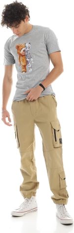 ⁦Printed T-Shirt Cotton For Men - Grey⁩ - الصورة ⁦7⁩