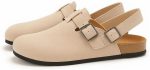 ⁦LOU Women's Suede Slingback Clogs with Buckle Strap, Tan, Casual Comfort Shoes⁩ - الصورة ⁦2⁩