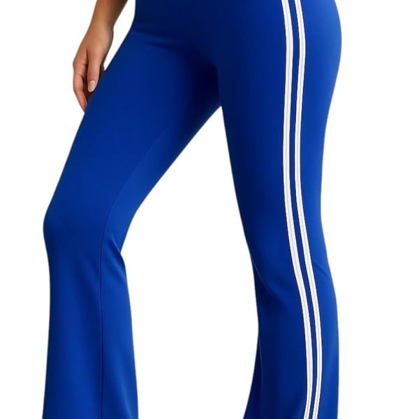 MEZA Women's Lycra High Waist Wide Slit Sweatpants with 2 Side Stripes - Casual & Sport - Gym Yoga Pants for Women & Girls