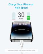 ⁦Anker USB-C to Lightning Cable, 0.9 Meters, FOR Apple Devices, 322 USB-C to Lightning Cable, White (0.9M, White)⁩ - الصورة ⁦2⁩