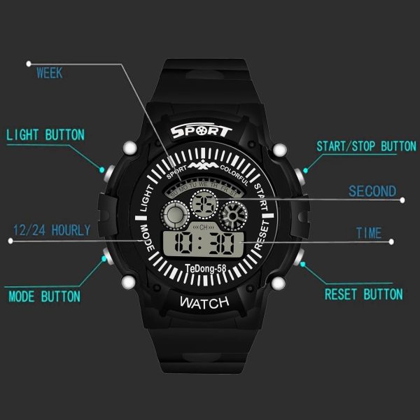 ساعات أطفال بتصميم شخصيات كيه ام تكنولوجي، مزودة بشاشة ديجتال وميزات تفاعلية وسوار قابل للتعديل ورسومات شخصيات نابضة بالحياة متينة للأطفال