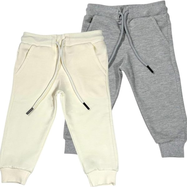 بنطلون رياضي للأطفال بلون أبيض فاتح وأخضر زيتوني (عبوة من قطعتين)