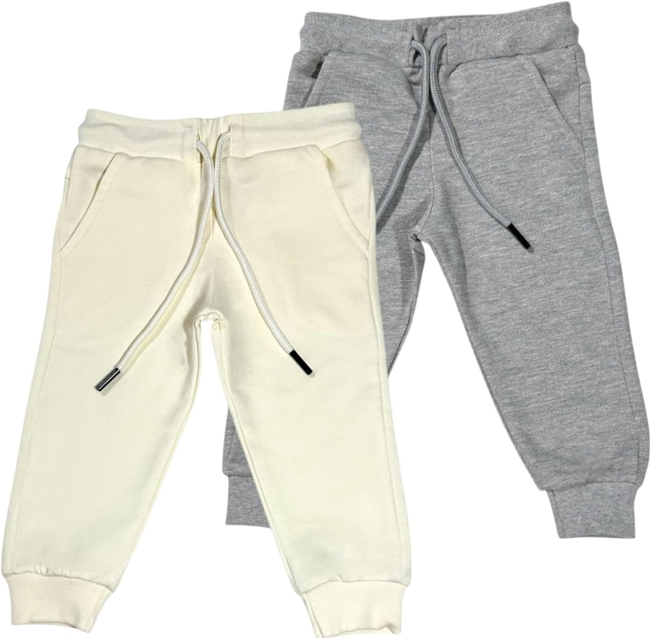 61qTvx8XFJL._AC_SL1500_.jpg بنطلون رياضي للأطفال بلون أبيض فاتح وأخضر زيتوني (عبوة من قطعتين)