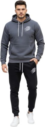 Men's Casual Sweatsuit Set, Pullover Hoodie with Jogging Pants, Comfortable Cotton