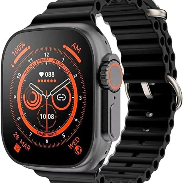ADHOMAX New T900 Ultra Smart Watch Elegant Design 2.09" HD Display, NFC, Fitness Tracker, Heart Rate, Oxygen Monitor, Calls, Wireless Charging | IOS and android for men, women (1, Black)