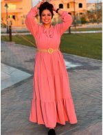 ⁦Violet Casual Role Dress With Belt⁩ - الصورة ⁦2⁩