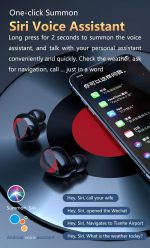 ⁦XFTOPSE M10 Wireless Bluetooth 5.1 Headphones, IPX7 Waterproof TWS Stereo Earphones with Wireless Charging Case, Built-in Microphone, Black⁩ - الصورة ⁦9⁩