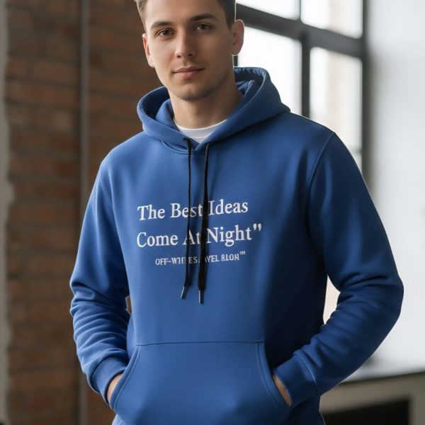 Men's The Best Ideas Come At Night Cotton Hoodie With Side Pockets And Hoodie - Comfortable Fashion Sweatshirt