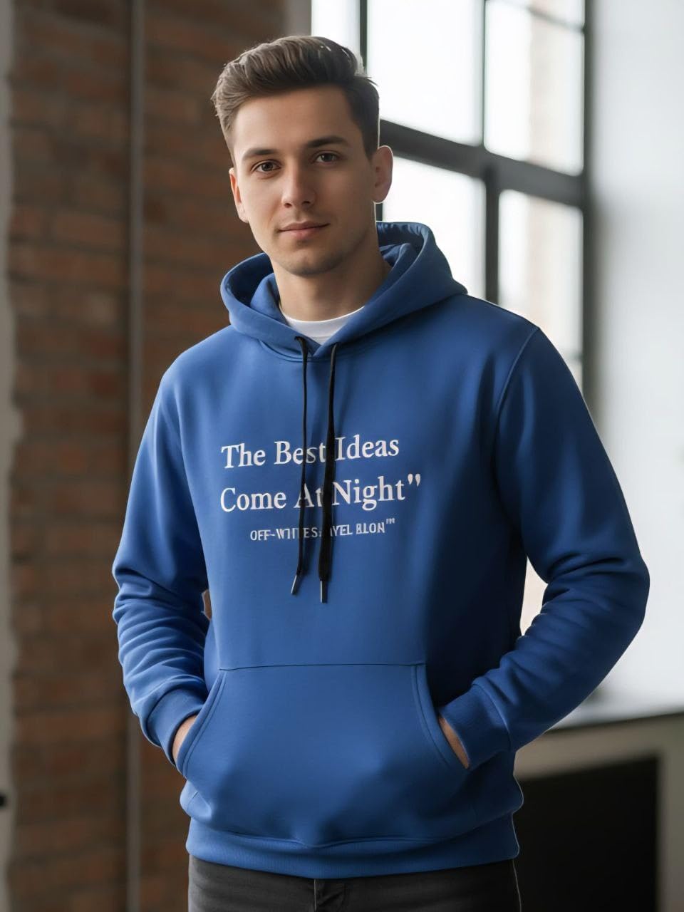61stbF0DemL._AC_SL1280_.jpg Men's The Best Ideas Come At Night Cotton Hoodie With Side Pockets And Hoodie - Comfortable Fashion Sweatshirt