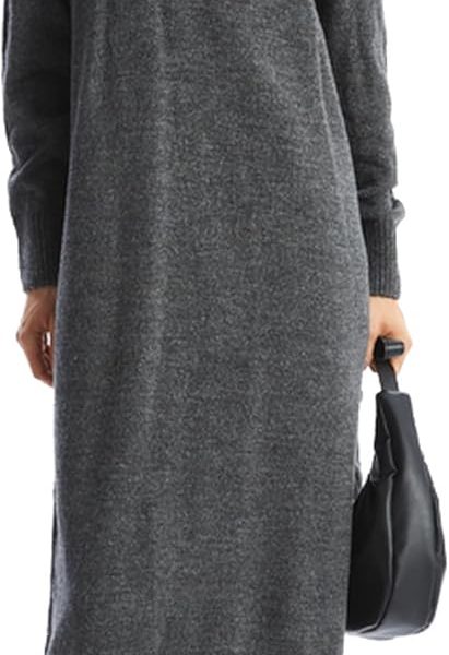 LC WAIKIKI Women Turtleneck Plain Long Sleeve Oversize Knitwear Dress