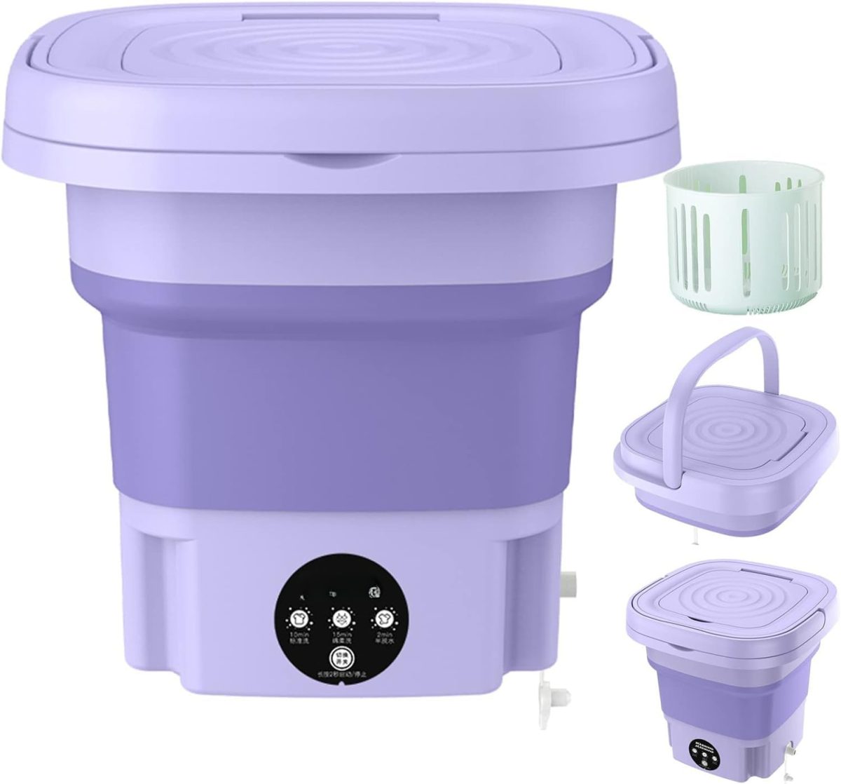 ⁦9L Multifunction Foldable Washing Machine - Compact and Portable Design - Ideal for Travel and Light Laundry - Multi Color⁩ - الصورة ⁦2⁩