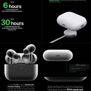 ⁦Wireless Earbuds (PRO 2nd generation) Bluetooth for Android/iOS with Touch Control, Noise Canceling, Charging case⁩ - الصورة ⁦5⁩