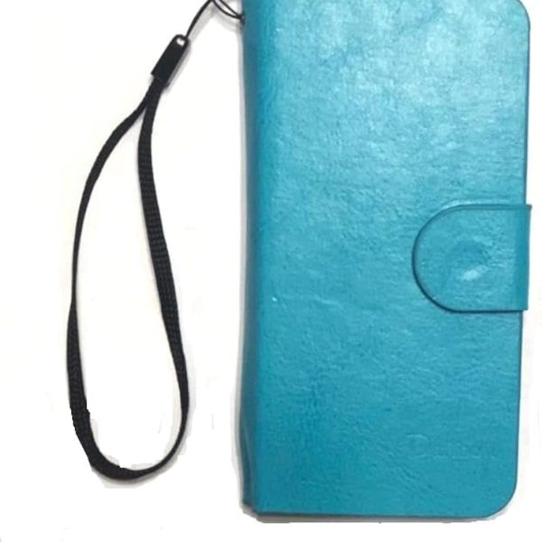 جراب موبايل محفظة أزرق جراب عام وش و ضهر محفظة مع ميدالية و مناسب لجميع الموبايلات ذات أبعاد خارجية حتى (13 سم طول و 6.9 سم عرض) و يحتوى على قاعدة دوارة بها 20 مخدة شفط سيليكون لتثبيت ضهر الموبايل