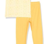JIL Girls Girls SS PJ WITH RIB LEGGING Transperant Yellow Sun Flower Set