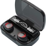 XFTOPSE M10 Wireless Bluetooth 5.1 Headphones, IPX7 Waterproof TWS Stereo Earphones with Wireless Charging Case, Built-in Microphone, Black