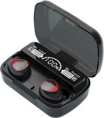 XFTOPSE M10 Wireless Bluetooth 5.1 Headphones, IPX7 Waterproof TWS Stereo Earphones with Wireless Charging Case, Built-in Microphone, Black