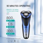 ⁦VGR V-306 Premium Cordless Rechargeable IPX7 Fully Waterproof 3 Head Electric Shaver Wet & Dry Rotary Shavers with Pop-up Trimmer Super-Fast Charge 90 minutes Runtime with LED Digital Display - Blue⁩ - الصورة ⁦2⁩